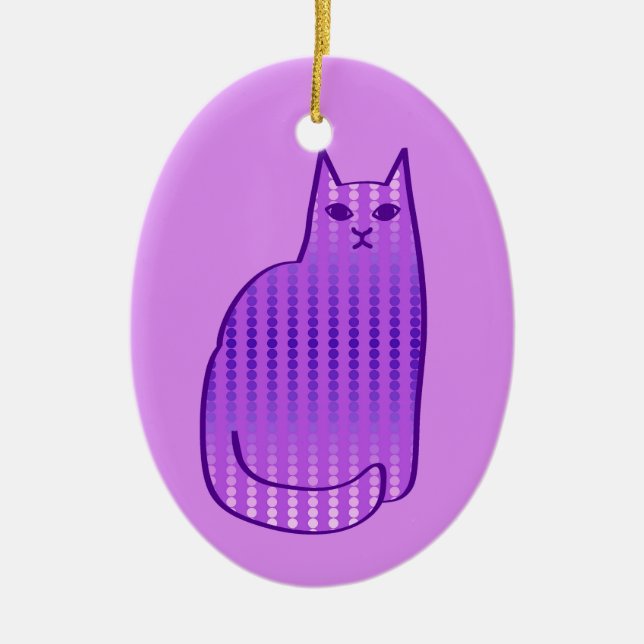Moderne Katze, Orchid und Lila Keramik Ornament (Vorne)