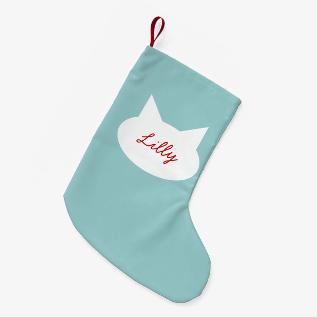 Moderne Katze Personalisiert Weihnachtsmann Strump Kleiner Weihnachtsstrumpf (Vorderansicht (hängend))