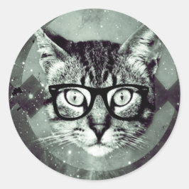 Moderne Katze Runder Aufkleber