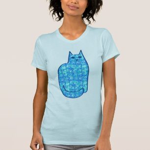 Moderne Katze, Türkis und Marine aus dem Mittelalt T-Shirt