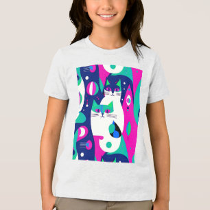 Moderne Katzen aus der Mitte des Jahrhunderts auf  Tri-Blend Shirt