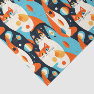 Moderne Katzen aus der Mitte des Jahrhunderts mit  Seidenpapier