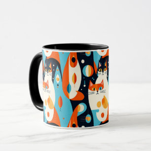 Moderne Katzen aus der Mitte des Jahrhunderts mit  Tasse