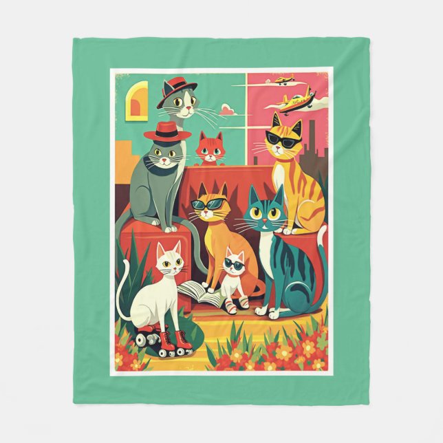 Moderne Katzen des Mittelalters im Urlaub Fleecedecke (Vorderseite)