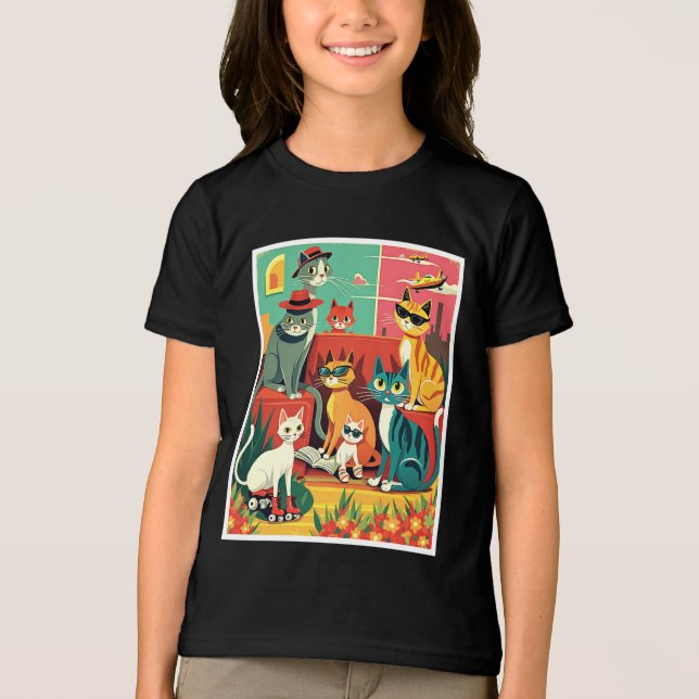 Moderne Katzen des Mittelalters im Urlaub Tri-Blend Shirt (Vorderseite)