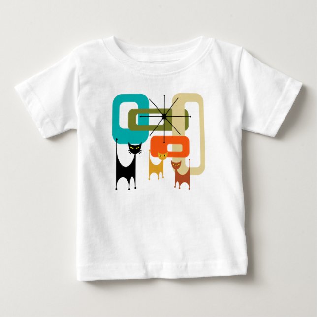 Moderne Katzen des mittleren Jahrhunderts Baby T-shirt (Vorderseite)