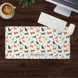 Moderne Katzenmuster Individueller Name Elegantes Schreibtischunterlage