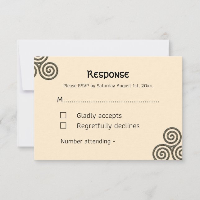 Moderne keltische Symbole und Blätter auf Creme RSVP Karte (Vorderseite)