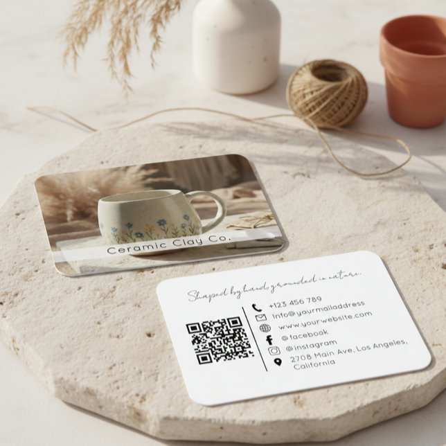 Moderne Keramik handgefertigte Ton-QR-Code  Visitenkarte (Von Creator hochgeladen)