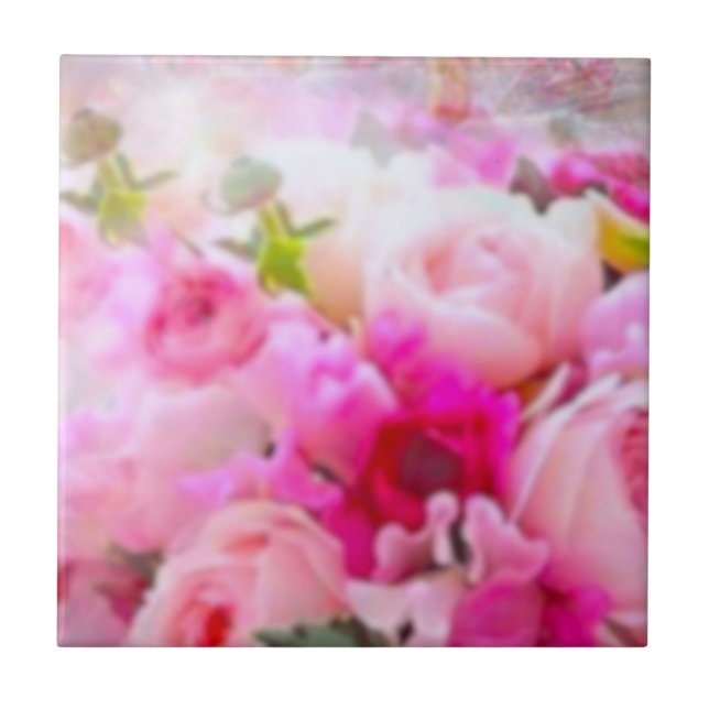 Moderne Keramik mit rosa Rosa Kachel (Vorderseite)