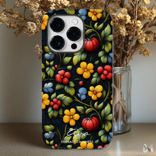 Moderne Khokhloma-Blumenmuster in kräftigen Farben Case-Mate iPhone 14 Pro Hülle