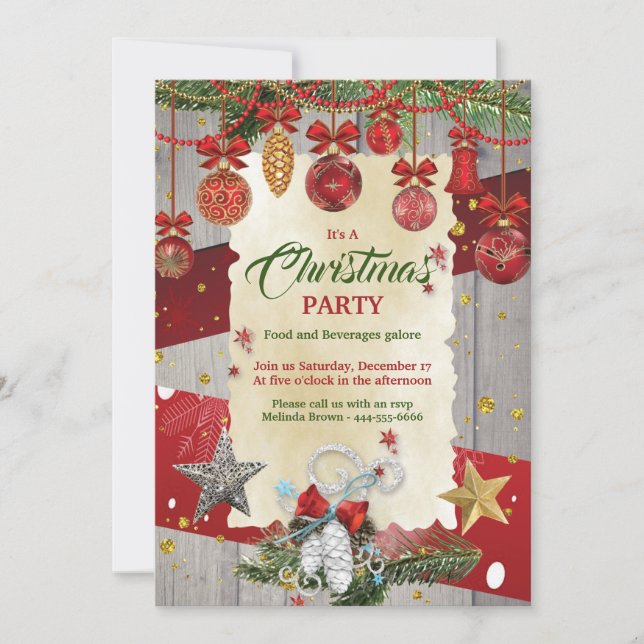 Moderne Kiefernkonen und Baumdekoration Einladung (Vorderseite)