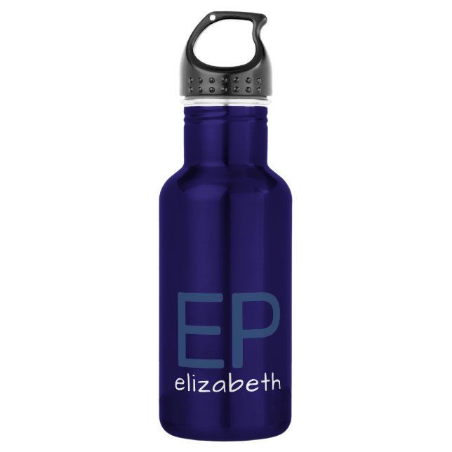 Moderne Kinder Blau Personalisiert klein Edelstahlflasche (Vorderseite)