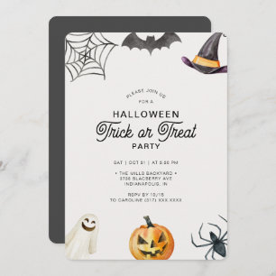 Moderne Kinder Halloween Gray Trick oder Treat Par Einladung