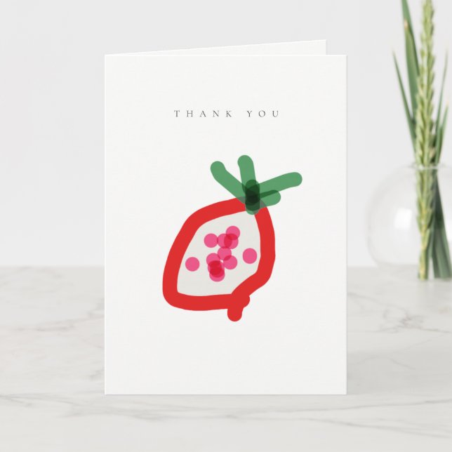 Moderne Kinder handgezeichnete Dragon Fruit Baby D Dankeskarte (Vorderseite)