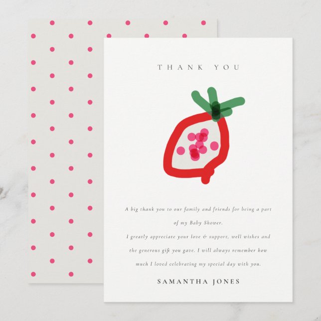 Moderne Kinder handgezeichnete Dragon Fruit Baby D Dankeskarte (Vorne/Hinten)