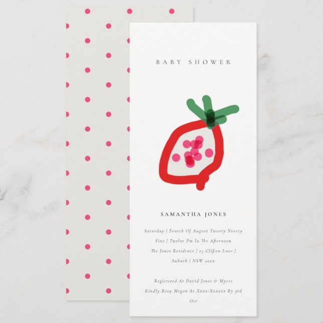 Moderne Kinder handgezeichnete Dragon Fruit Baby D Einladung (Vorne/Hinten)
