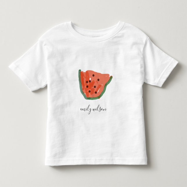 Moderne Kinder Handgezeichnete Rote Wassermelone F Kleinkind T-shirt (Vorderseite)