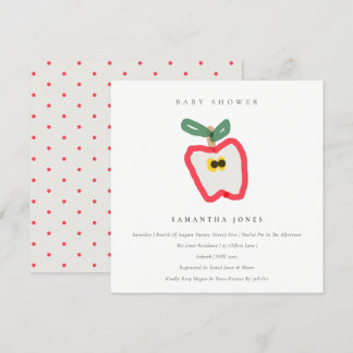 Moderne Kinder handgezogene Apple Fruit Baby Dusch Einladung