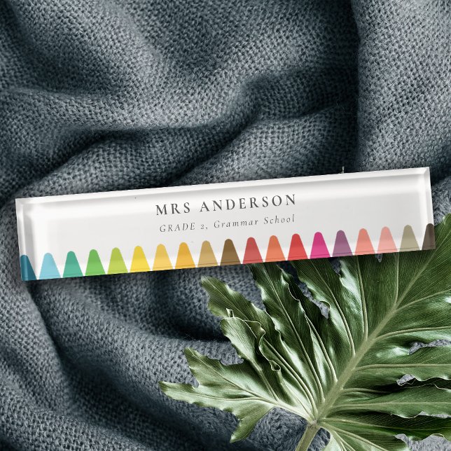 Moderne Kinder lehren farbenfroh Rainbow Crayon Co Namensplakette (Von Creator hochgeladen)