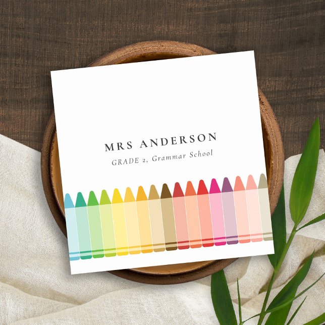 Moderne Kinder lehren farbenfroh Rainbow Crayon Co Quadratische Visitenkarte (Von Creator hochgeladen)