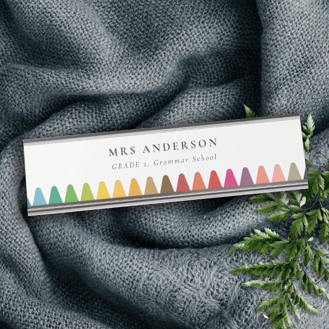 Moderne Kinder lehren farbenfroh Rainbow Crayon Co Schreibtischnamensplakette (Von Creator hochgeladen)