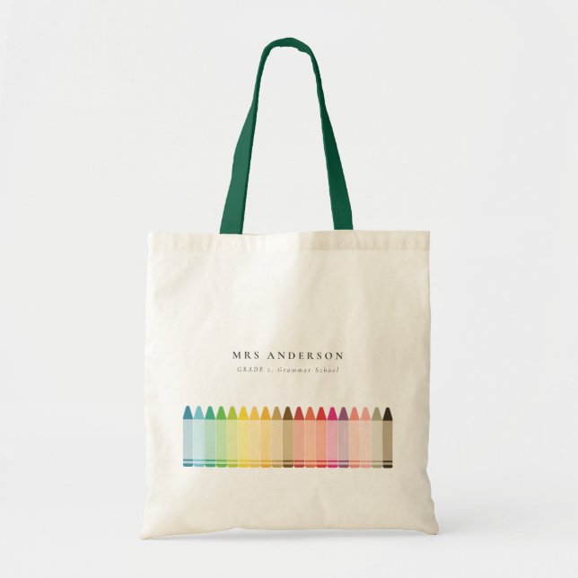 Moderne Kinder lehren farbenfroh Rainbow Crayon Co Tragetasche (Vorne)