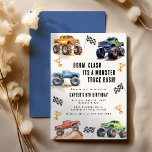 Moderne Kinder Monster Trucks Geburtstagsparty Einladung<br><div class="desc">Achtung, alle kleinen Party! Mit unserem "BOOM, CLASH ITS A MONSTER TRUCK BASH" Birthday Kids Monster Car Trucks Einladung machen Sie sich fit für den Spaß. Dieses moderne Typografie-Skript ist mit bezaubernden und lebendigen Monsterautos geschmückt und lädt zum Verweilen ein. Lasst uns mit einem epischen Geburtstagsbash ins dritte Lebensjahr eintauchen!...</div>