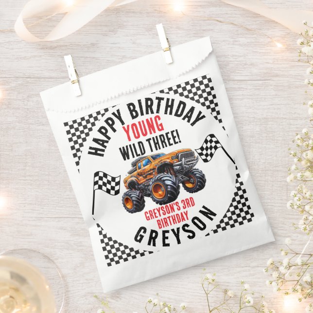Moderne Kinder Monster Trucks Geburtstagsparty Geschenktütchen (Ausgeschnitten)