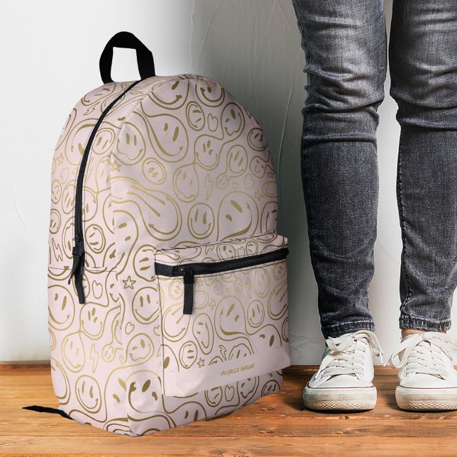 Moderne Kinder Teen Funny Pink Gold Lächeln Bedruckter Rucksack (Modern Kids Teen Funny Pink Gold Smile Printed Backpack
)