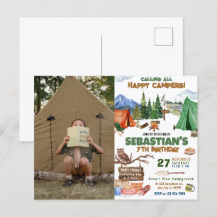 Moderne Kindergeburtstags-Campingparty Postkarte