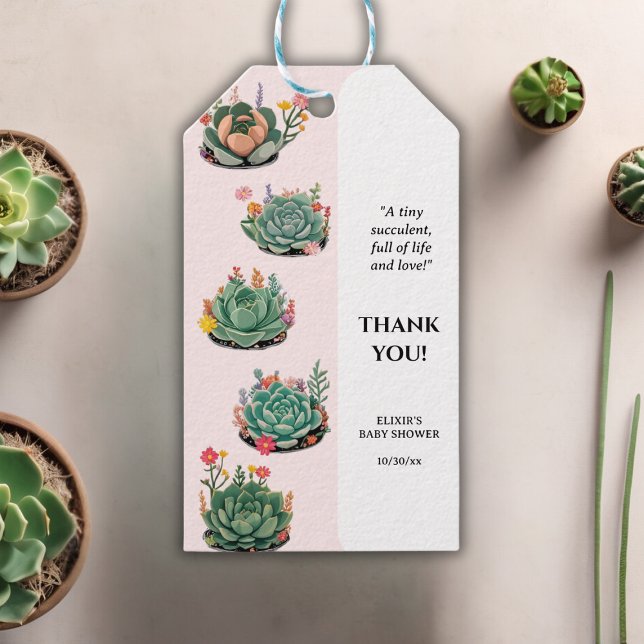 Moderne Kinderspülung Cactus Baby Shower Geschenkanhänger (Von Creator hochgeladen)