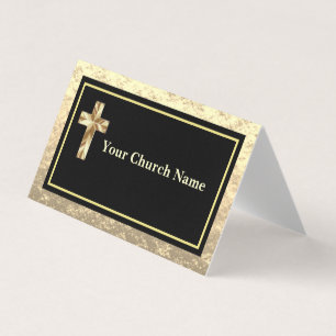 Moderne Kirchen-Gold- und Schwarz-KJV-Netzwerkkart Visitenkarten