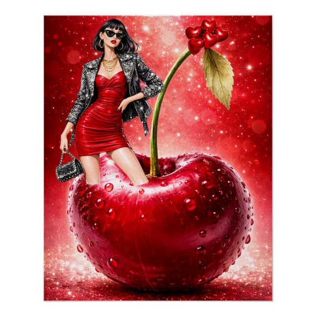 Moderne Kirsch-Designs Poster (Vorderseite)