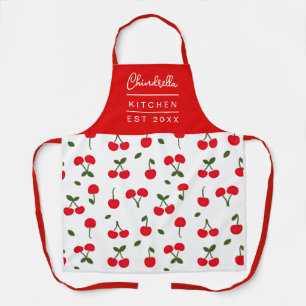 Moderne Kirschbeeren-Muster mit individuellem Name Schürze