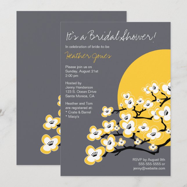 Moderne Kirschblüten-Brautparty-Einladung Einladung (Vorne/Hinten)