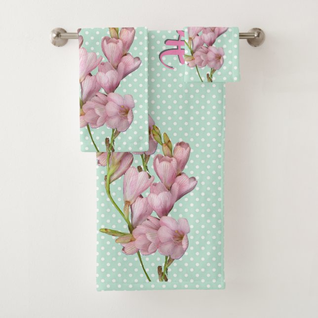 Moderne Kirschblüten Minz Grün Hallo schön! Badhandtuch Set (Insitu)