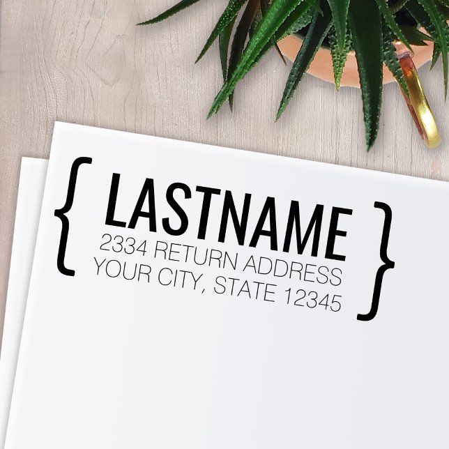 Moderne Klammern mit Namen und Rücksendeadresse Permastempel (Von Creator hochgeladen)
