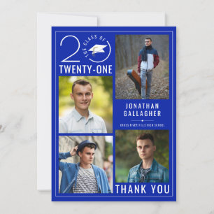 Moderne KLASSE 2021 Typografie Circle Royal Blue Dankeskarte