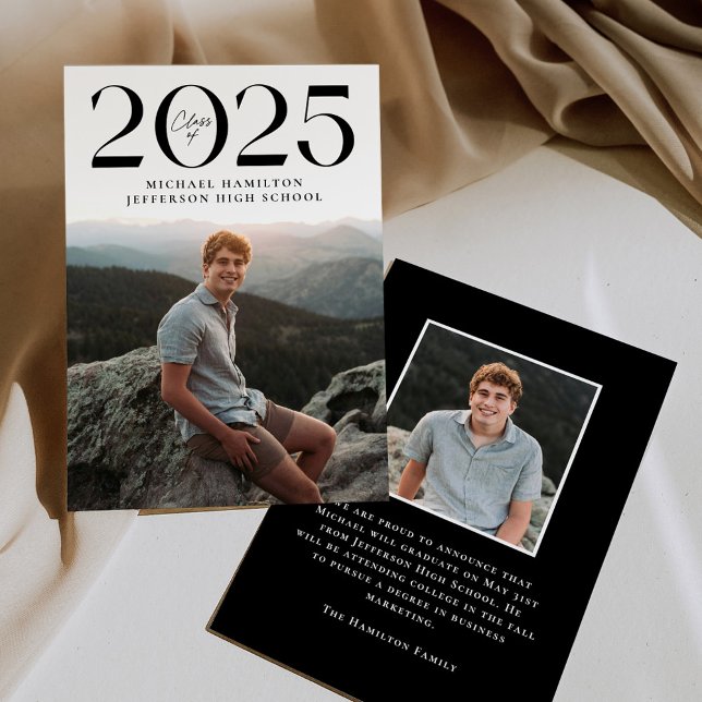 Moderne Klasse 2025 2 Foto Abschluss Ankündigung (Von Creator hochgeladen)