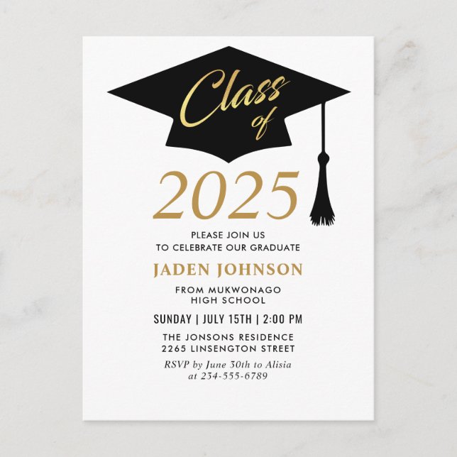 Moderne Klasse 2025 Einladung zur Graduiertengrupp Postkarte (Vorderseite)