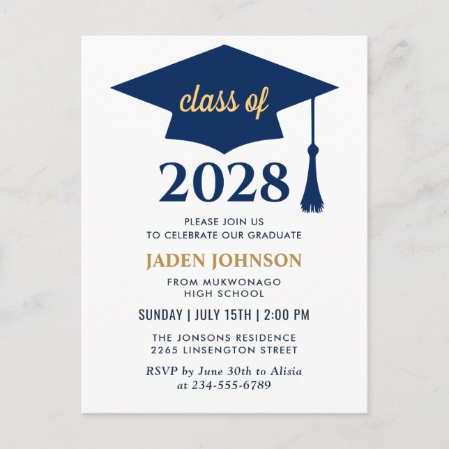 Moderne Klasse 2025 Einladung zur Graduiertengrupp Postkarte (Vorderseite)