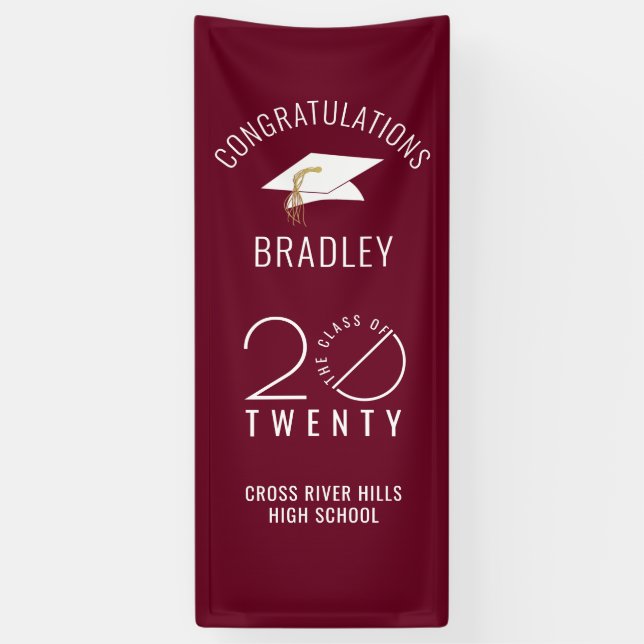 Moderne KLASSE 20XX Maroon Abschluss Door Banner (Vertikal)