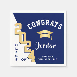 Moderne Klasse der Golden Blue Graduation Party 20 Serviette
