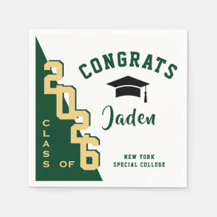 Moderne Klasse der Golden Green Graduation Party 2 Serviette