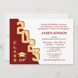 Moderne Klasse der Golden Red Graduation Party 202 Einladung