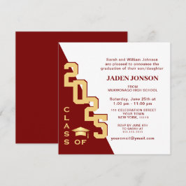 Moderne Klasse der Golden Red Graduation Party 202 Einladung