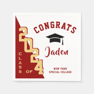 Moderne Klasse der Golden Red Graduation Party 202 Serviette