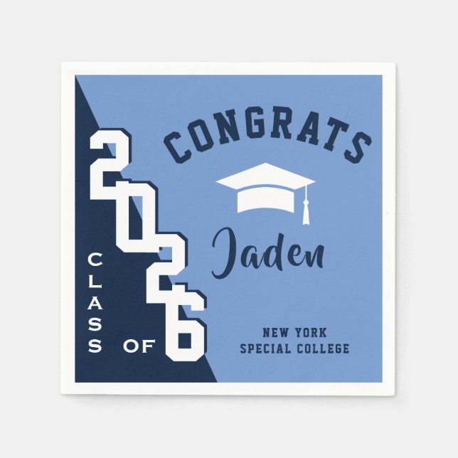 Moderne Klasse der Navy Blue Graduation Party 2023 Serviette (Vorderseite)