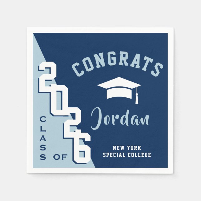Moderne Klasse der Navy Blue Graduation Party 2024 Serviette (Vorderseite)